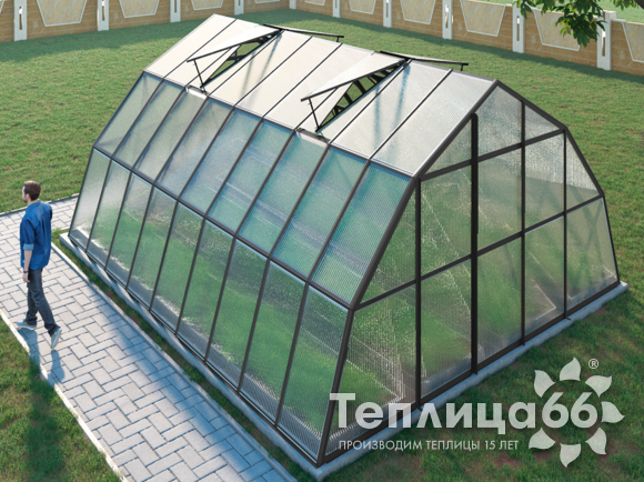 Теплица Рада Балхаш из поликарбоната, 5х6 метров, графитовая